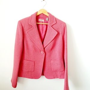 I.E. Classy Classic One Button Tweed Blazer in Blush Pink sz:  Large